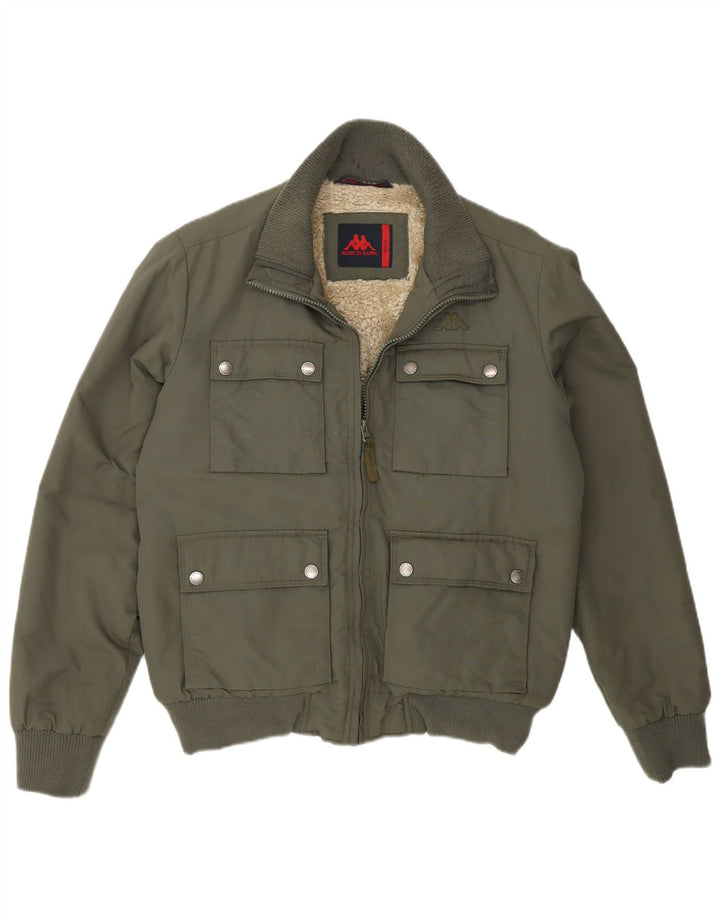 Kappa Herre Sherpa Bomber Jacket UK 38 Medium Khaki Nylon
