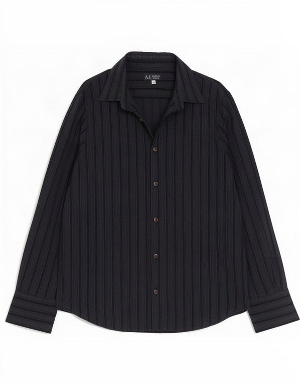 Armani Jeans Mens Shirt XL Navy Blue Pinstripe Cotton