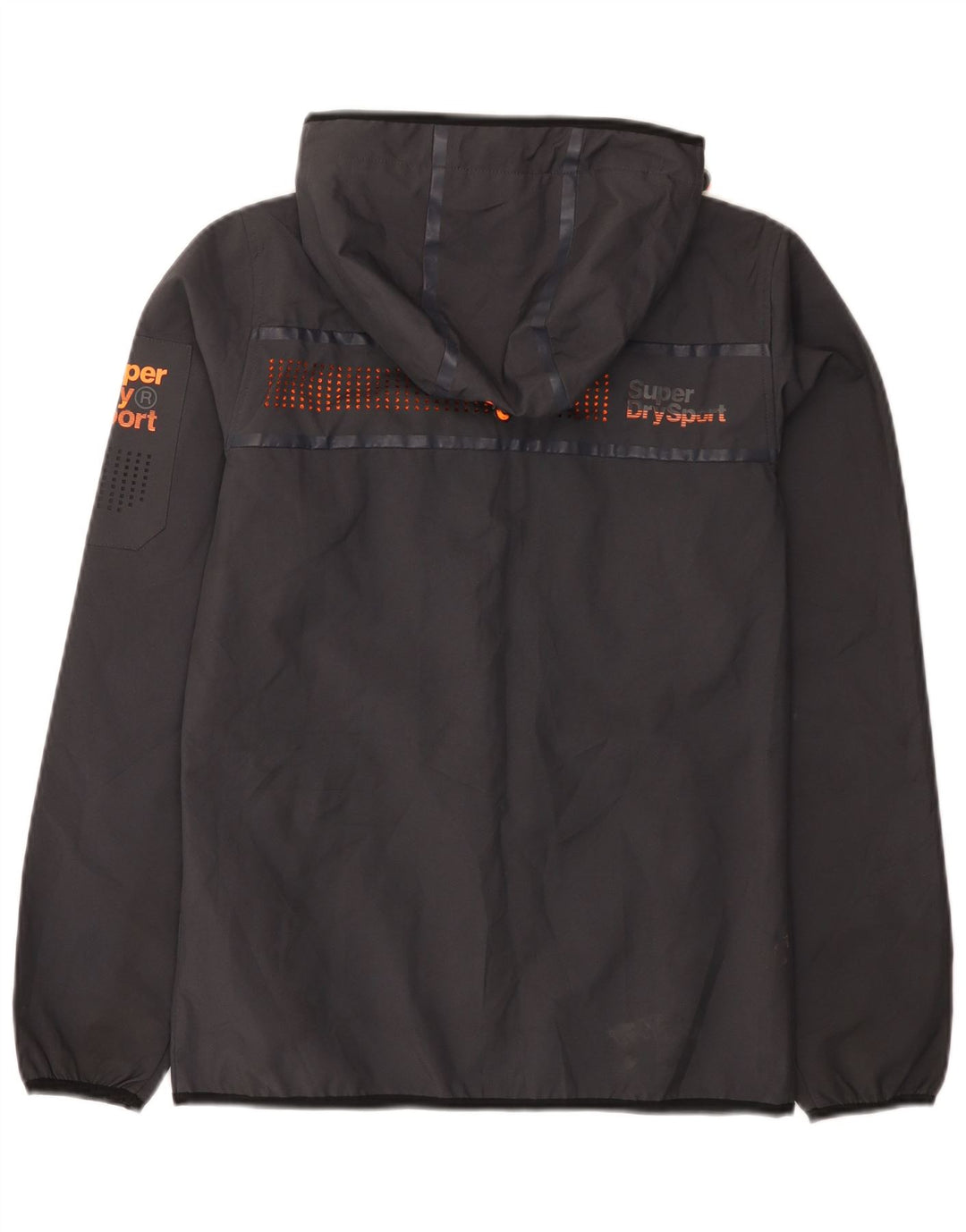 Superdry Herre grafisk regnjakke med hætte UK 34 XS grå polyester