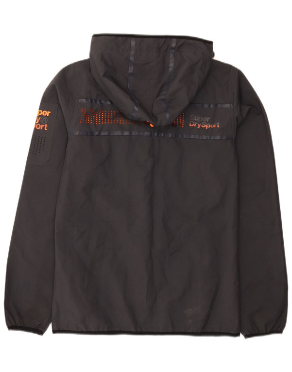 Superdry Herre grafisk regnjakke med hætte UK 34 XS grå polyester