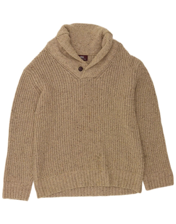 Marks & Spencer Heritage Heritage Shawl Neck Jumper Sweater Large Beige Flecked