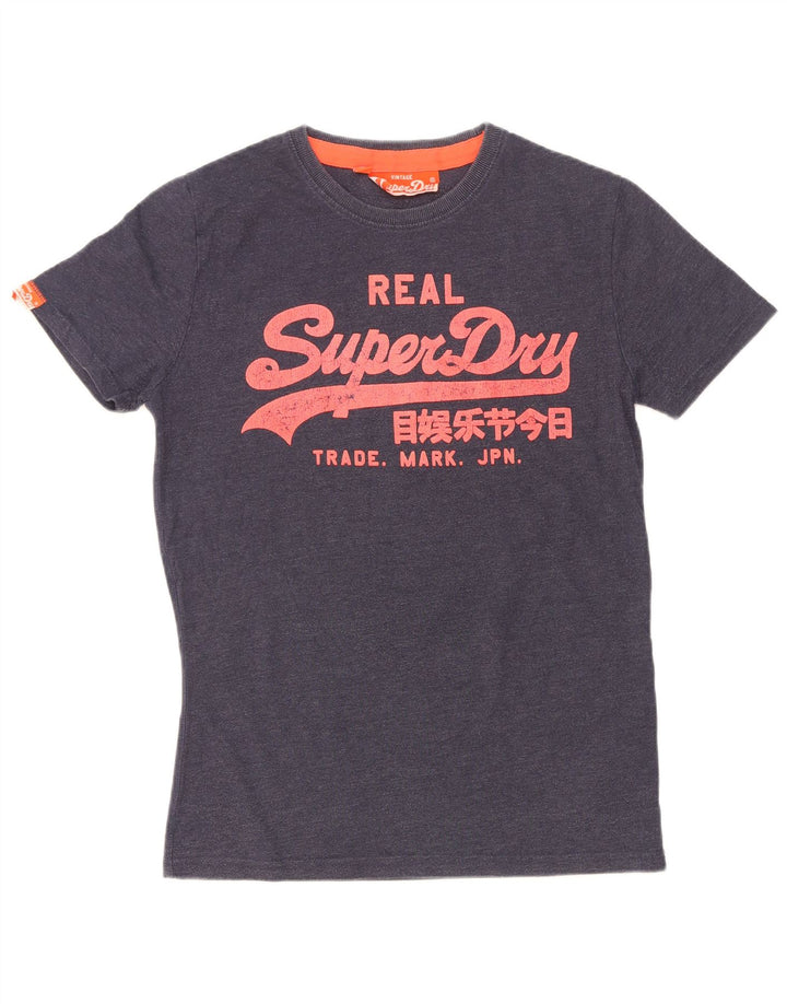 Superdry Grafisk T-shirt top til mænd, lille marineblå bomuld