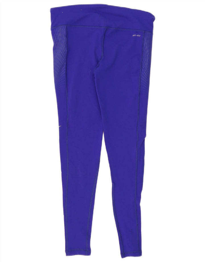 NIKE Dame Dri Fit Leggings UK 14 Medium Lilla Nylon