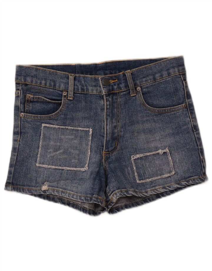 Cheap Monday Womens Distressed Denim Shorts W29 Medium Blue Patchwork