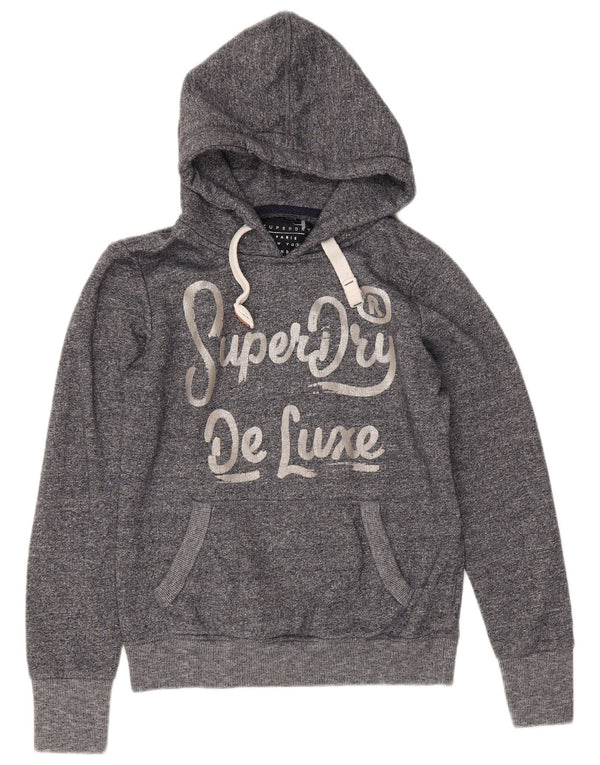 Superdry grafisk hættetrøje til kvinder UK 12 Mellem marineblå flækket bomuld