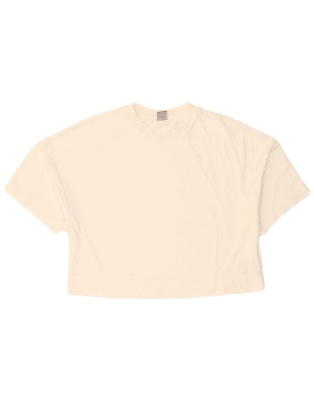 Puma Womens Crop T-Shirt Top UK 14 Medium White Bomuld