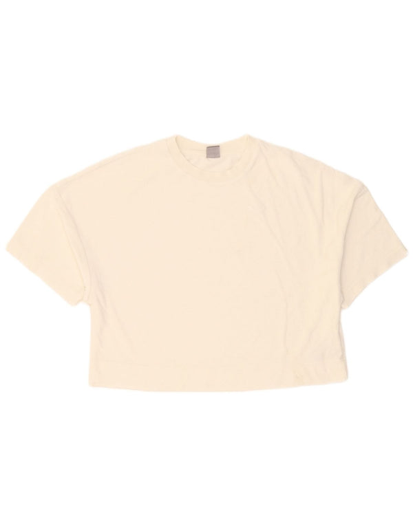 Puma Womens Crop T-Shirt Top UK 14 Medium White Bomuld