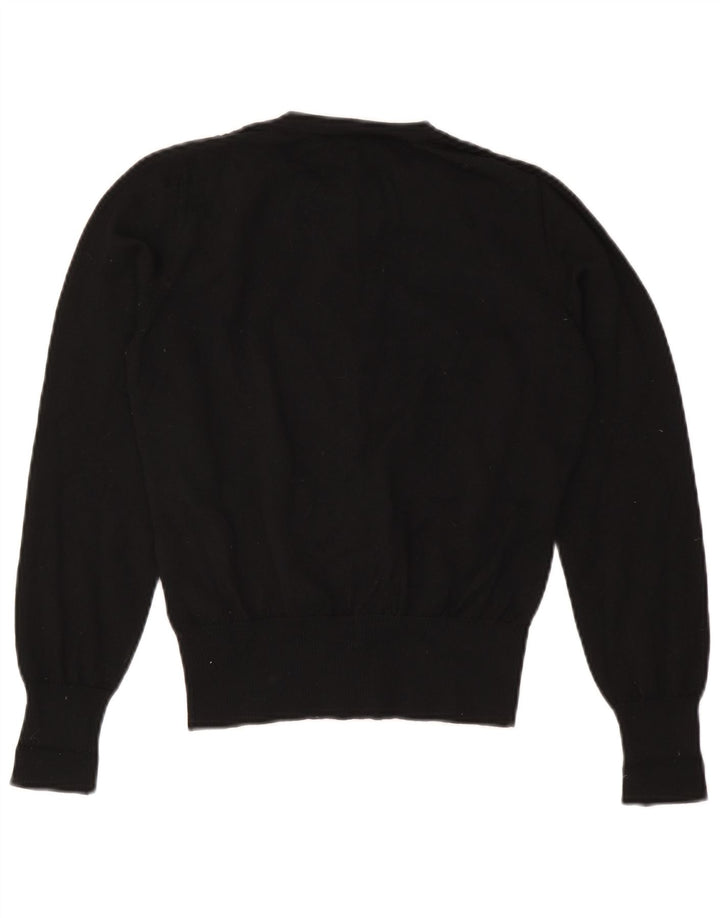 Luisa Spagnoli Dame Cardigan Sweater UK 14 Medium Sort Geometrisk Uld