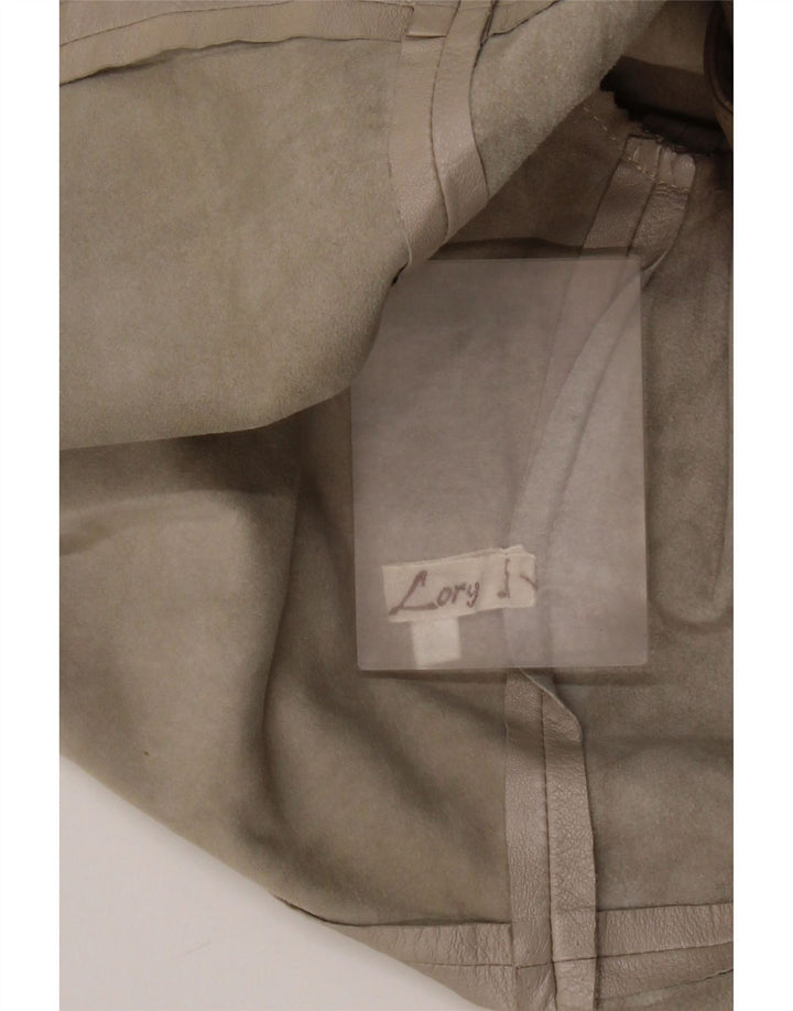 Vintage læderjakke til kvinder IT 44 Medium Grey Colourblock læder