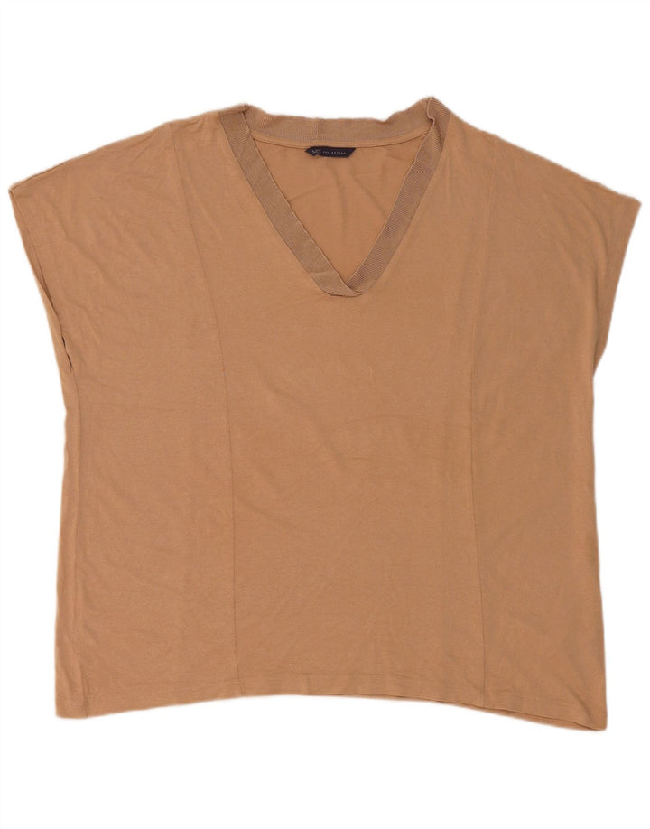 Marks & Spencer Dame ærmeløs bluse Top UK 18 XL Beige Viscose