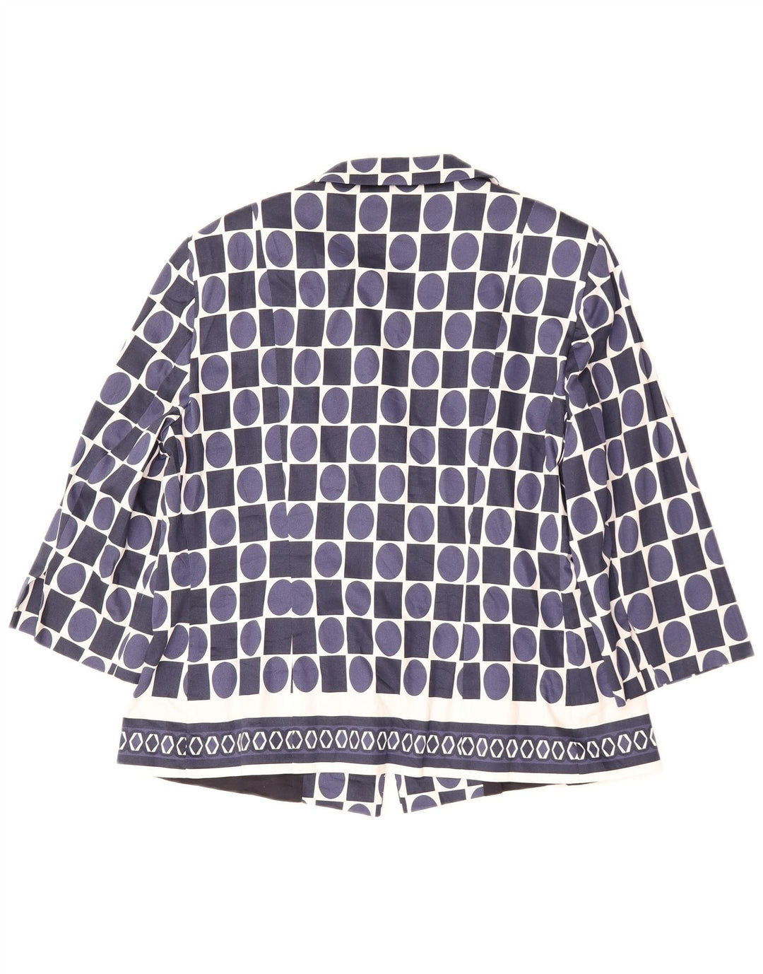 Perte by Krizia Dame Blazer Jacket UK 16 Large Navy Blue Geometric