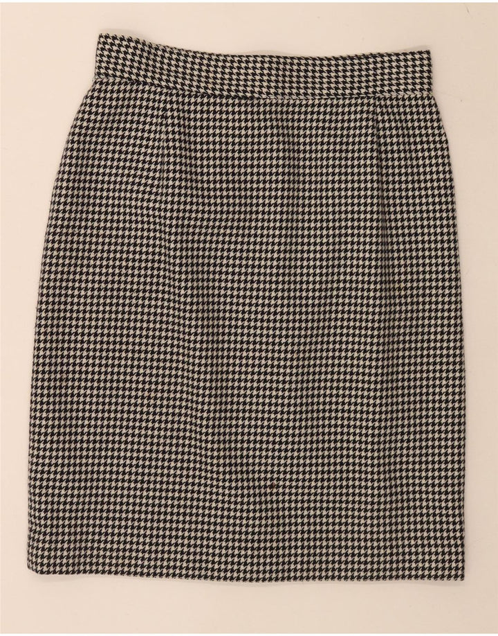Vintage dame 5-knaps 2-delt nederdelsæt IT 46 Large W28 Black Houndstooth