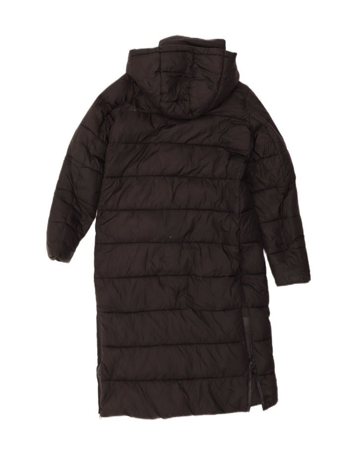 ZARA Oversized hættepolstret frakke til kvinder UK 10 Lille sort polyester