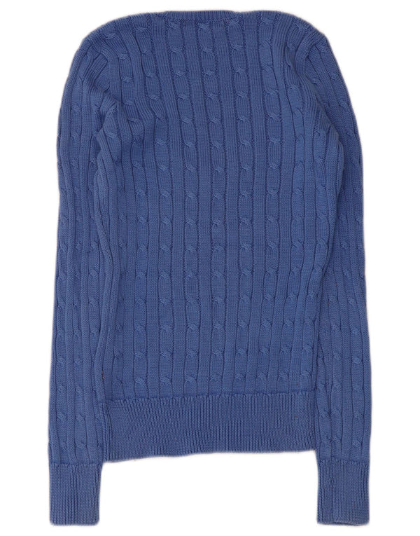 Ralph Lauren Dame V-hals sweater UK 8 Lille blå bomuld