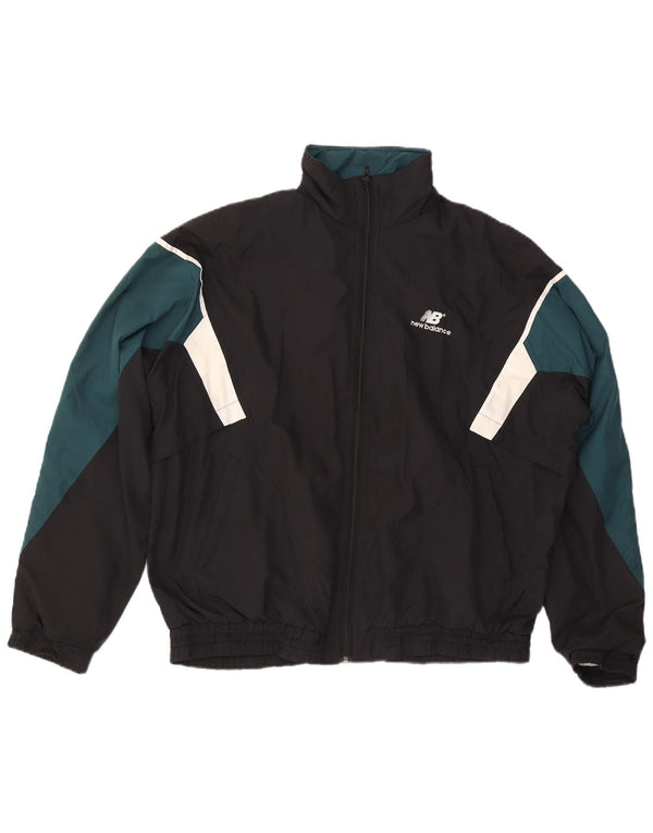 New Balance Mens Graphic Tracksuit Top Jacket Large Black Colourblock