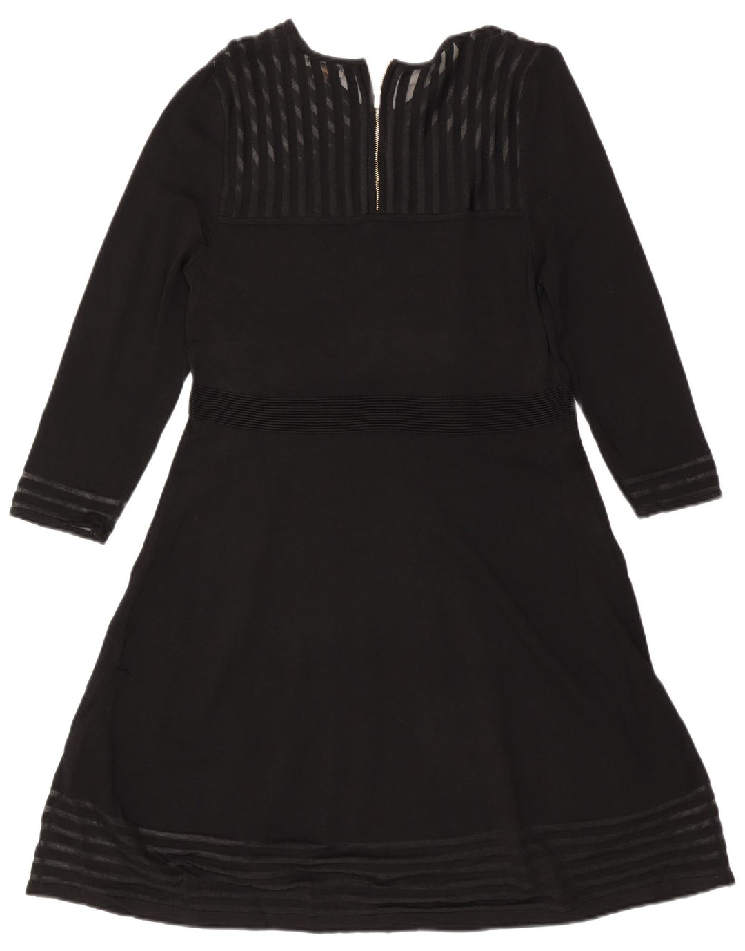 CALVIN KLEIN Langærmet A-line kjole til kvinder UK 18 XL sortstribet rayon