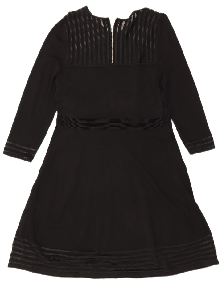 CALVIN KLEIN Langærmet A-line kjole til kvinder UK 18 XL sortstribet rayon