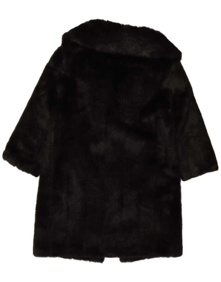 Glenoit Dame imiteret Pels Overfrakke UK 14 Large Black