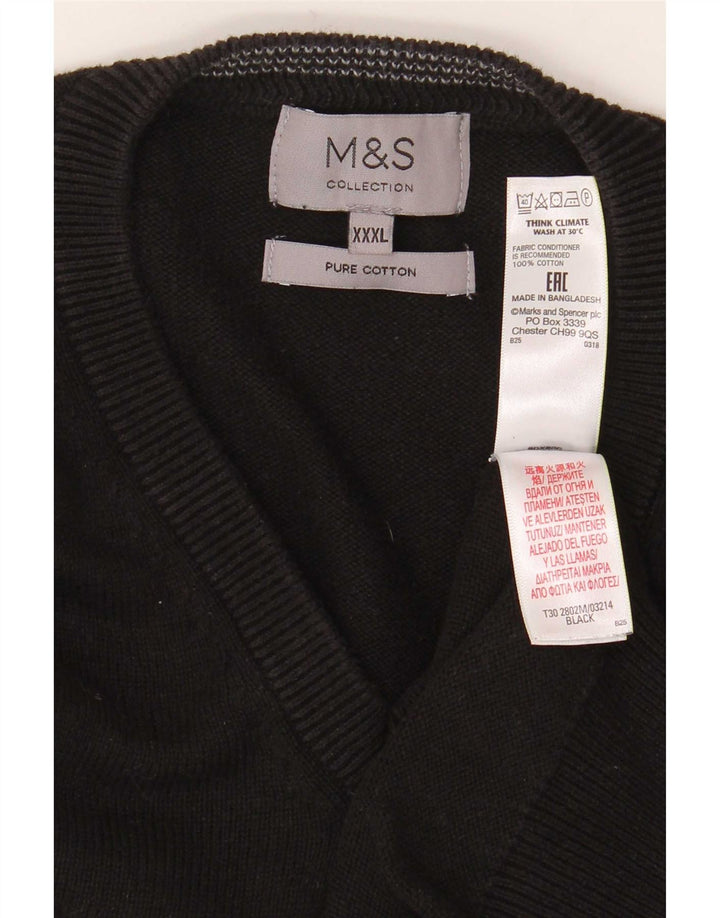 Marks & Spencer Herre V-hals sweater 3XL sort bomuld