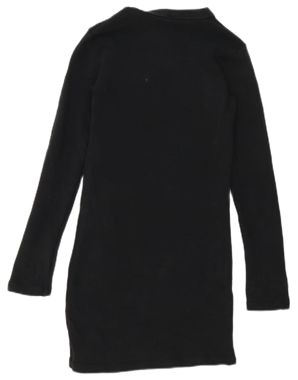 Zara Dame Langærmet T-Shirt Kjole UK 10 Small Black Bomuld