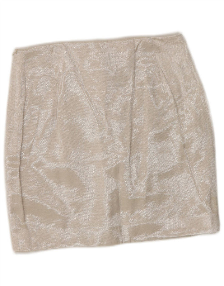 KAREN MILLEN Dame Mini-nederdel UK 8 Small W26 Beige Viscose