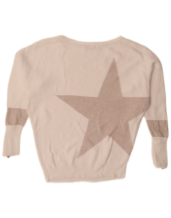MINT VELVET Dame oversized bådhals sweater UK 6 XS Hvidstribet