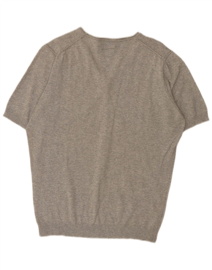 Zara Herre Kortærmet V-hals sweater Stor Grå Flecked