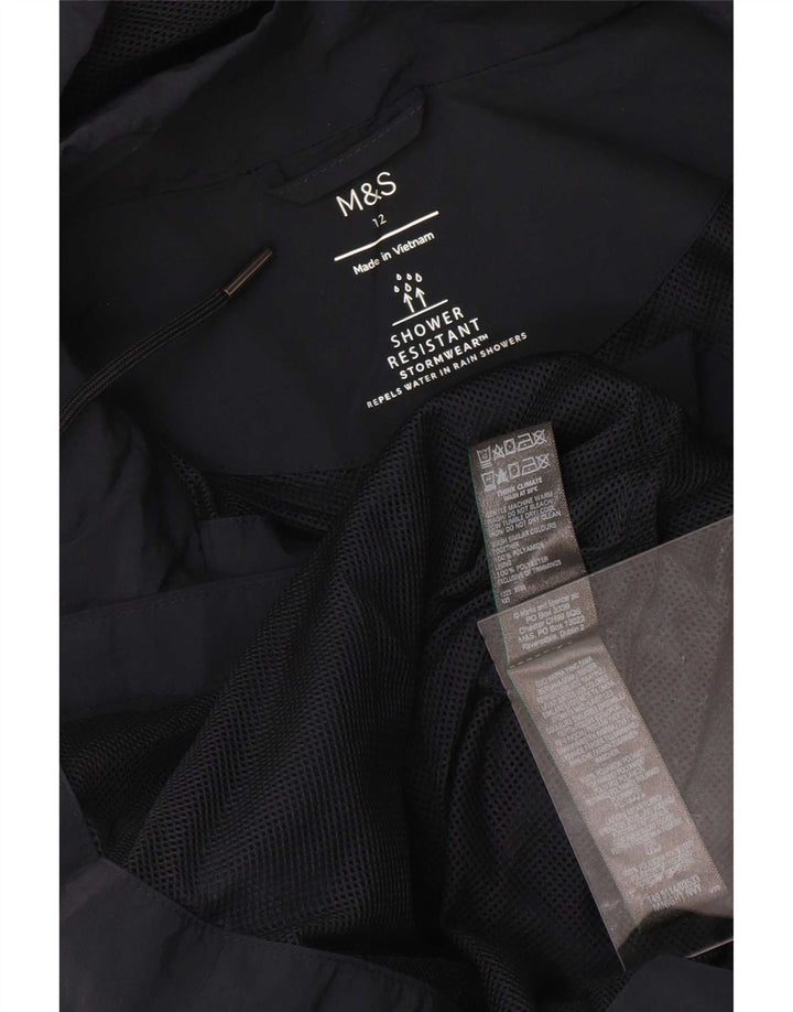 Marks & Spencer Regnjakke med hætte til kvinder UK 12 Mellem marineblå polyamid