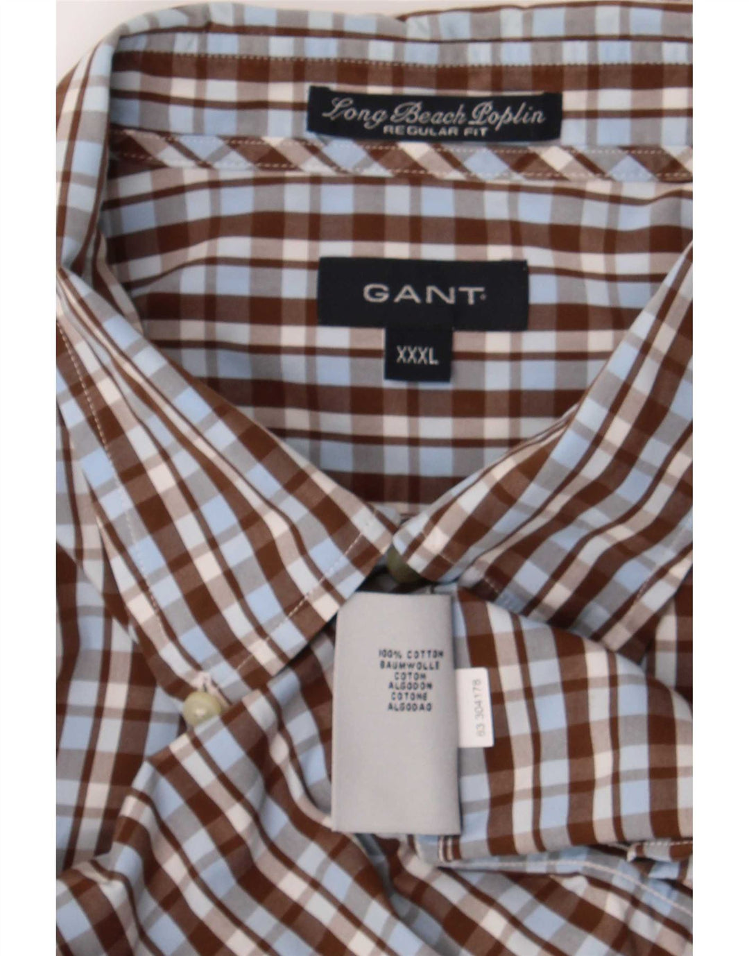 Gant herre Regular Fit skjorte 3XL brun ternet bomuld