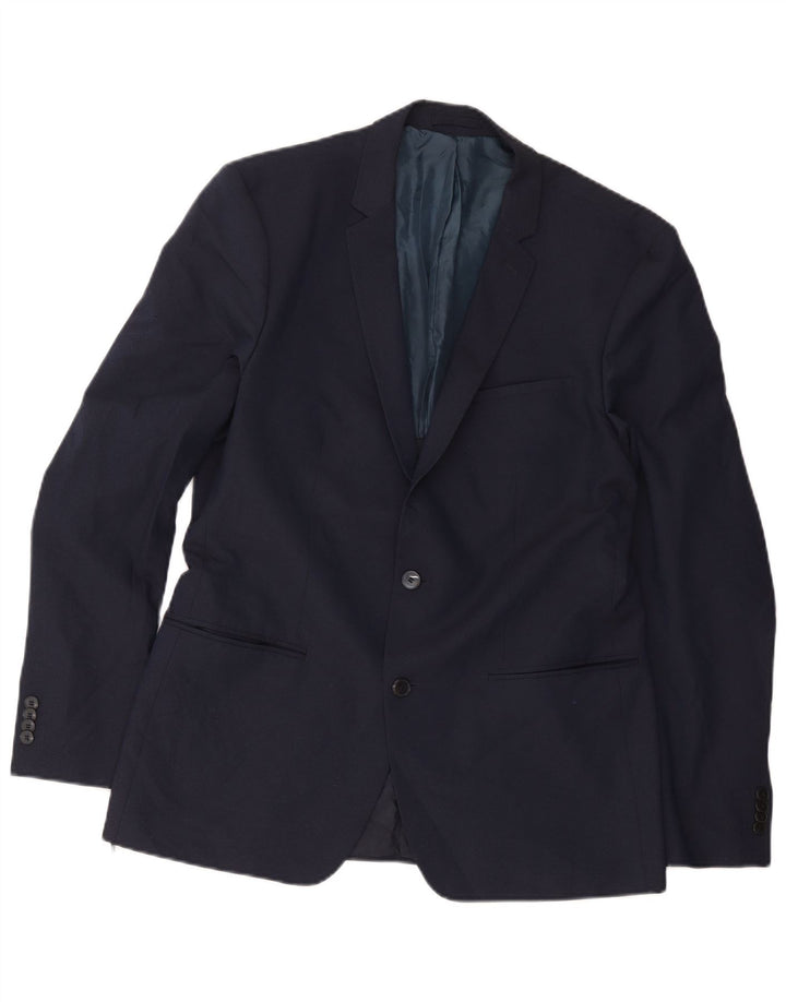 Zara Herre 2-knaps blazerjakke EU 54 XL Marineblå Polyester