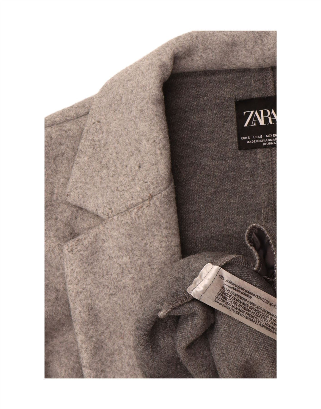 Zara Womens Open Overcoat UK 10 Small Grå Polyester