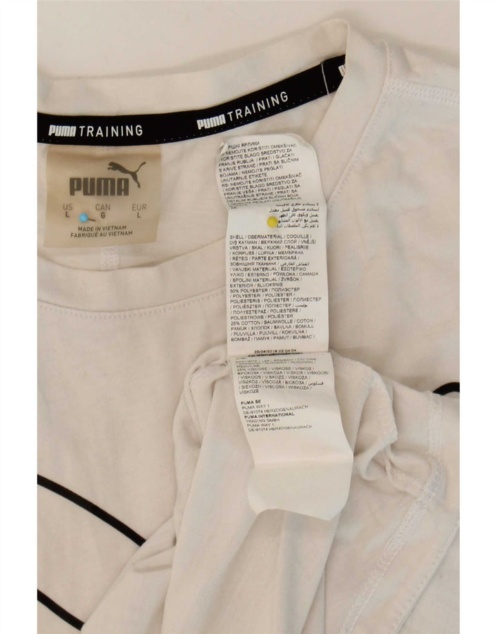 Puma Grafisk T-Shirt Top UK 16 Stor hvid polyester
