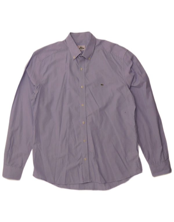 Lacoste Herre Slim Fit skjorte str. 42 Large Blue Pinstripe Cotton