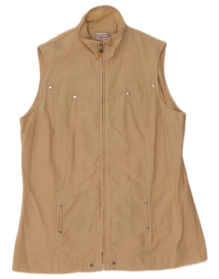 Wissmach Womens Oversized Gilet UK 10 Small Beige Bomuld