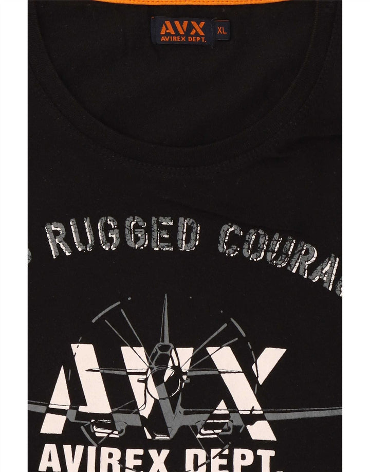 Avirex Herre Grafisk T-Shirt Top XL Sort