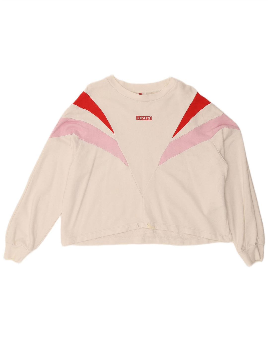 LEVI'S Womens Crop Sweatshirt Jumper UK 14 Medium White Colourblock