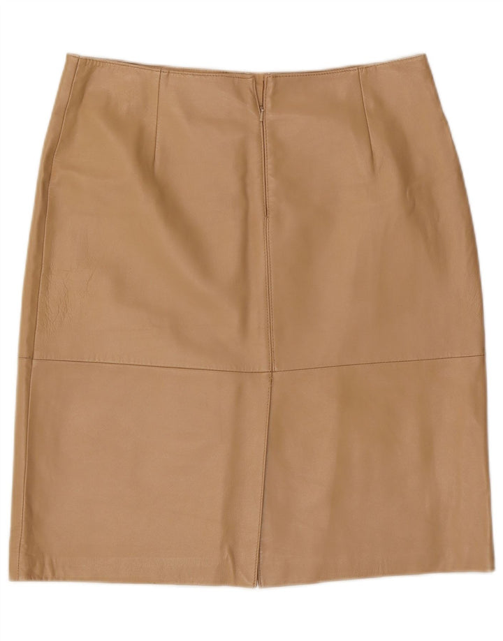 Stefanel Dame Læder Nederdel IT 48 XL W34 Beige Læder