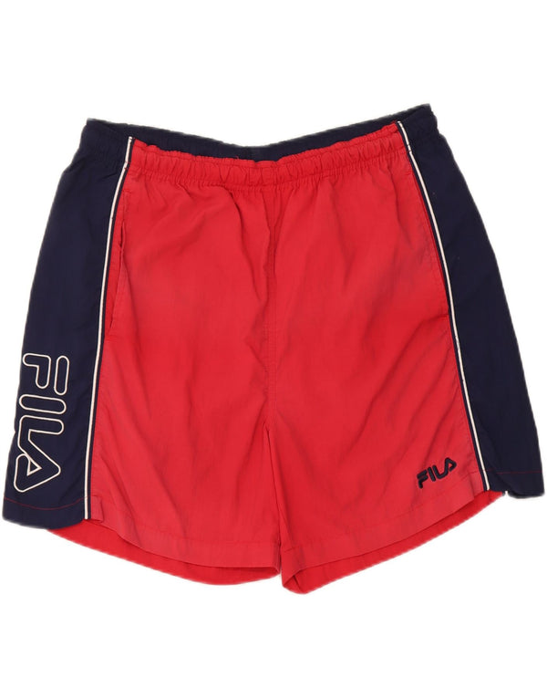 Fila Herre grafiske svømmeshorts XL Rød Colourblock Nylon