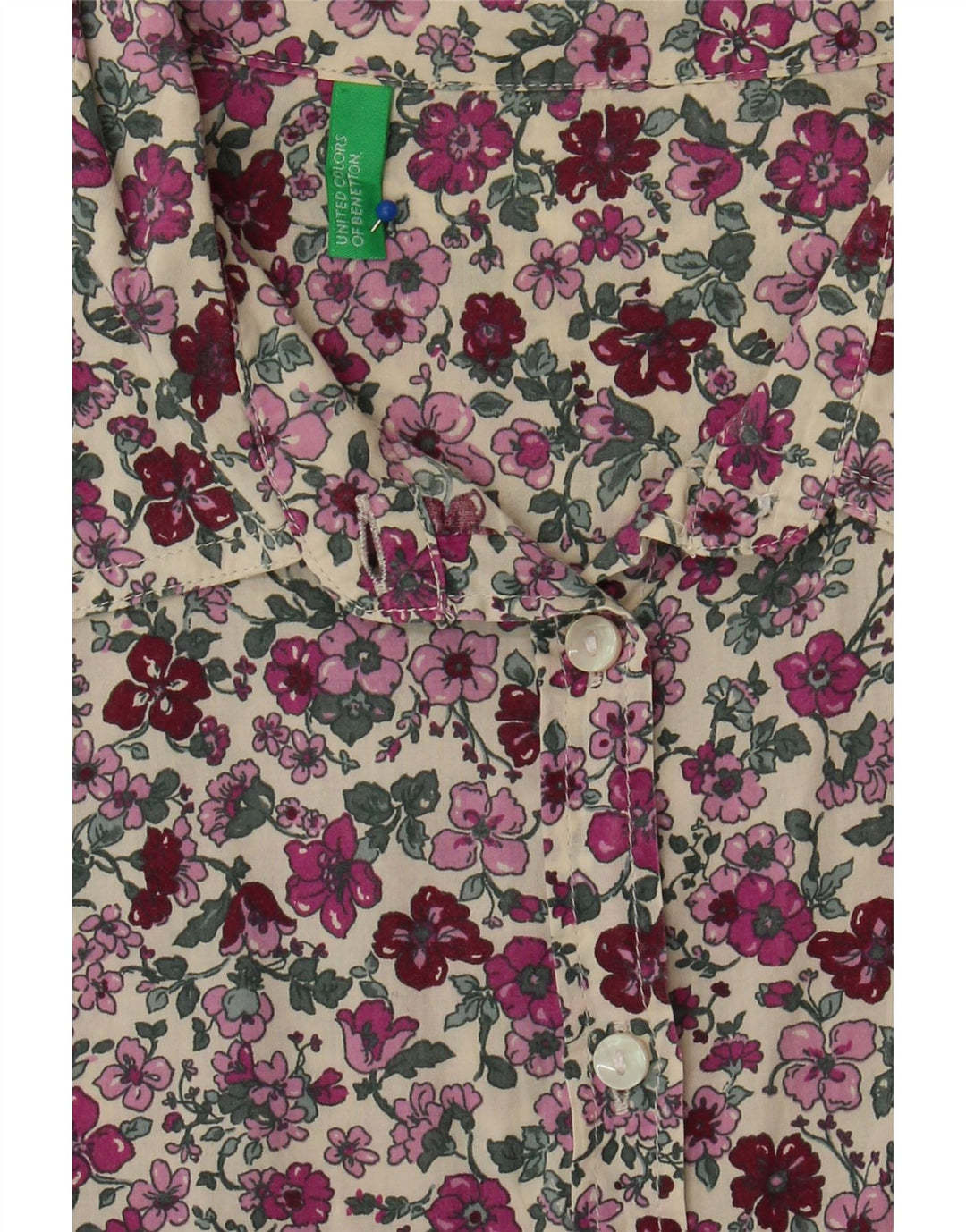 BENETTON Womens Shirt UK 14 Large Multicoloured Floral Vintage Benetton and Second-Hand Benetton from Messina Hembry 
