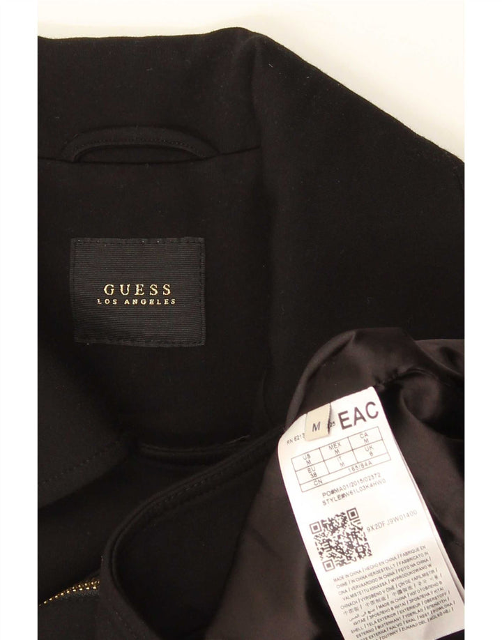 Guess Womens Crop Blazerjakke med fuld lynlås UK 8 Small Black Viscose