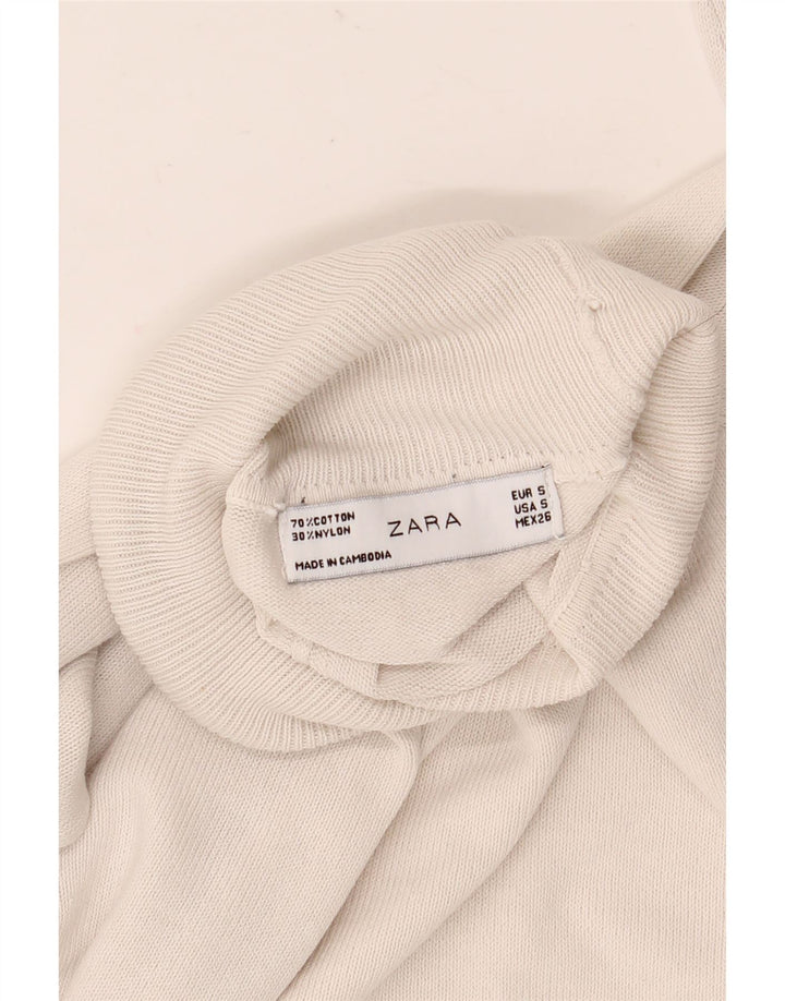 Zara Dame Rullehals Sweater UK 10 Lille Grå Bomuld