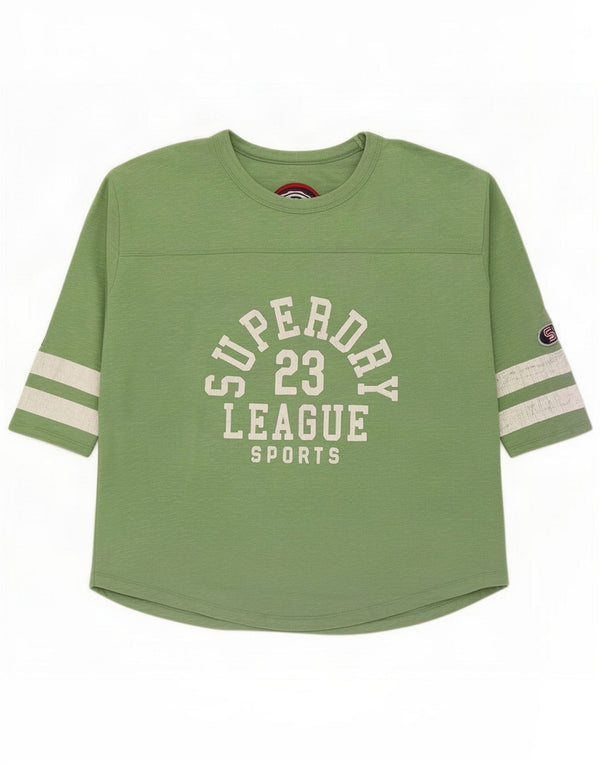 Superdry Graphic T-Shirt Top UK 10 Small Green Cotton