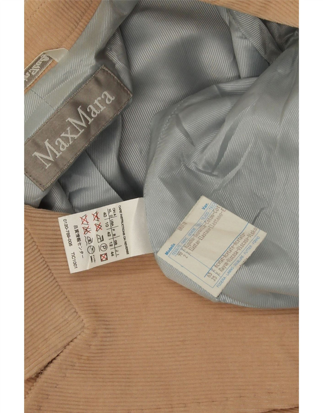 Max Mara Dame 1 Knap Corduroy Blazer Jakke UK 12 Medium Beige Bomuld