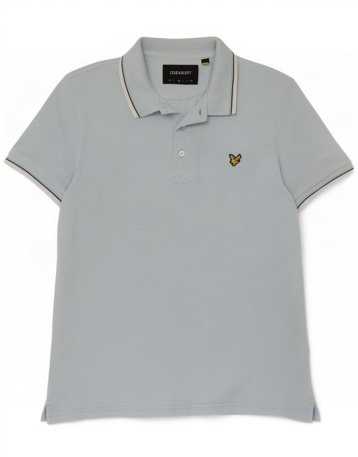 Lyle & Scott herre poloshirt mellemblå stribet bomuld