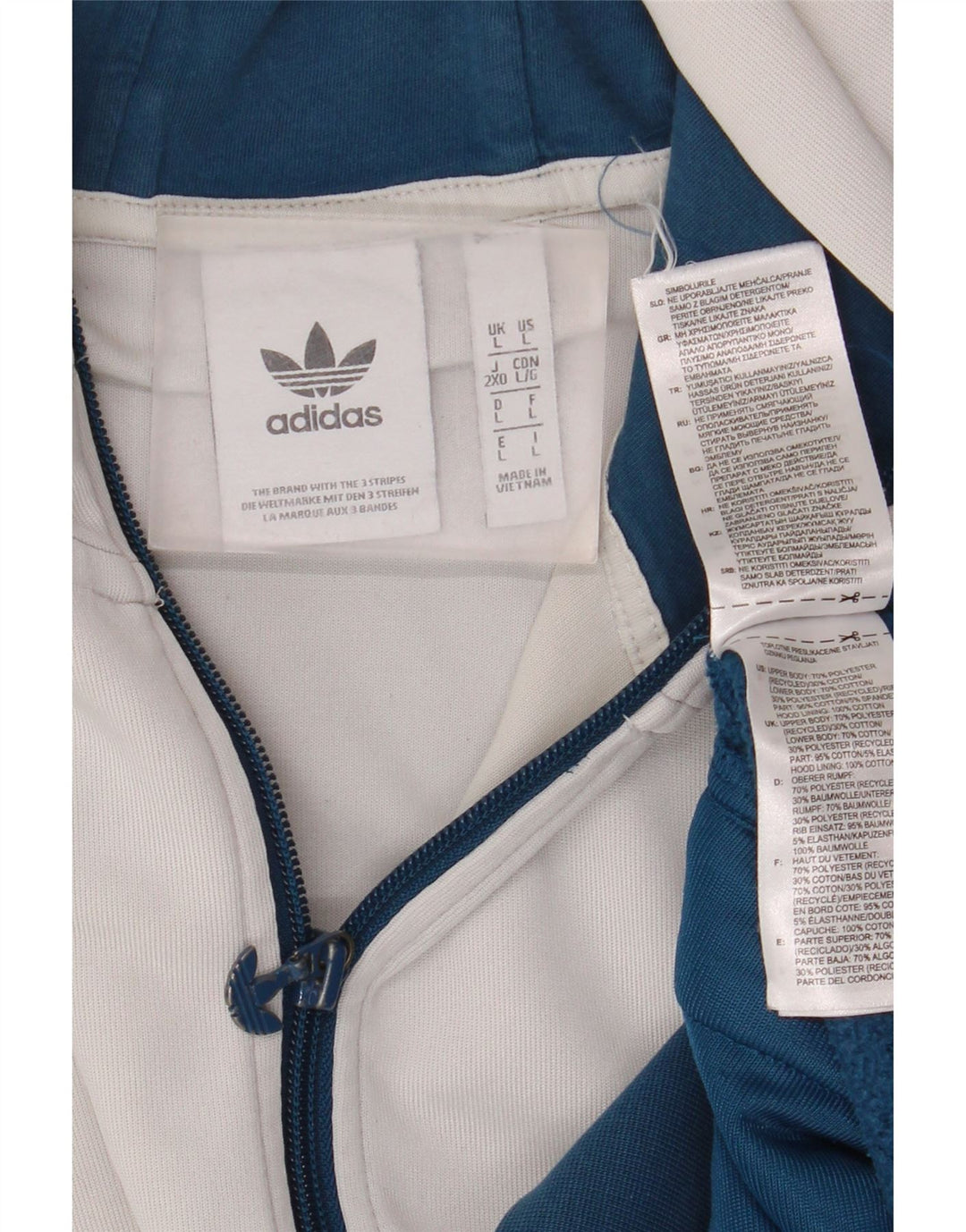 Adidas Hættetrøje med lynlås til mænd Large Blue Colourblock Polyester