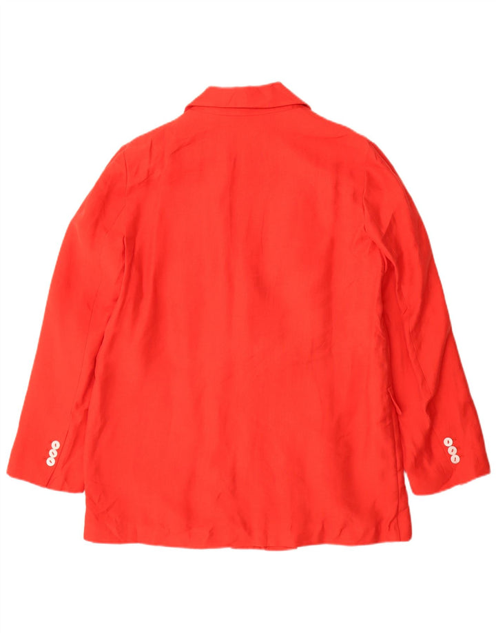 Zara Dame Dobbeltradet Blazer Jacket UK 14 Medium Rød Lyocell