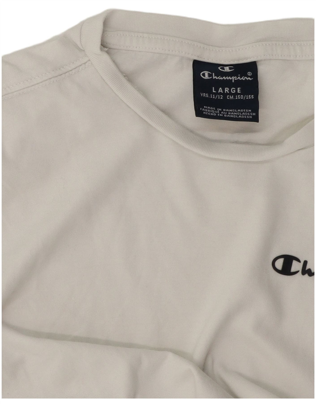 CHAMPION Boys T-Shirt Top 11-12 Years Large White Cotton