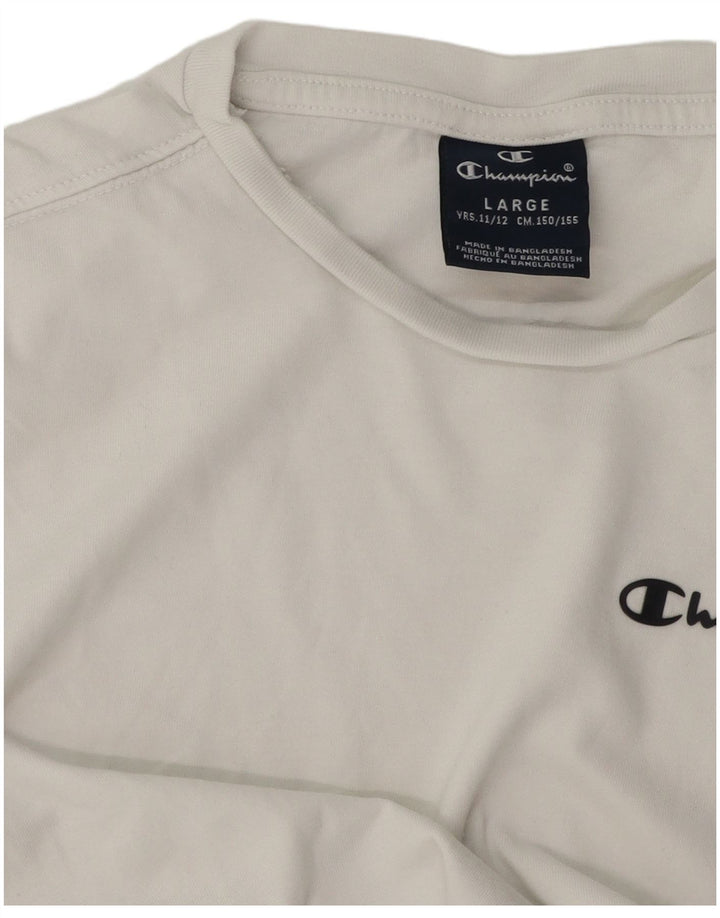 CHAMPION Boys T-Shirt Top 11-12 Years Large White Cotton