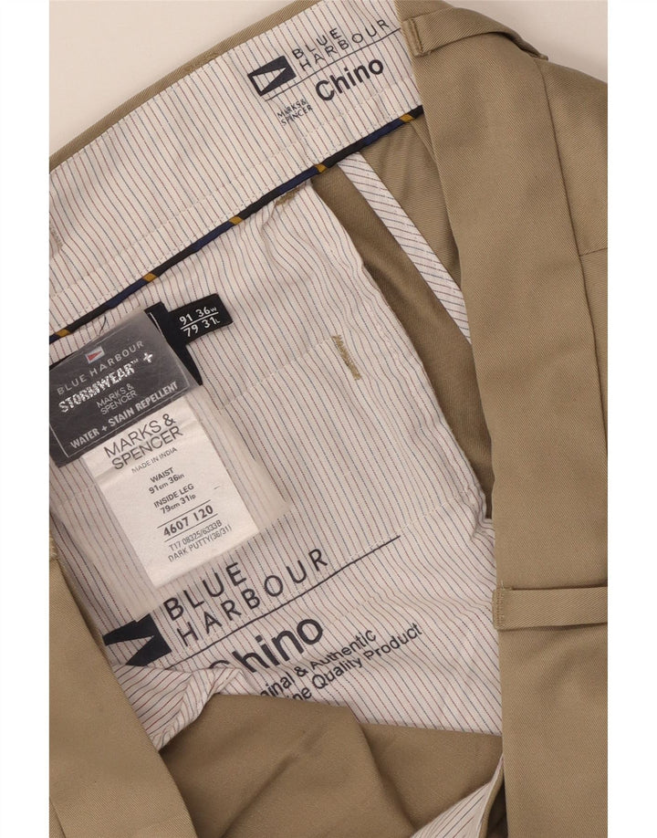 Marks & Spencer Herre Blue Harbor Pegged Chino Bukser W36 L31 Beige