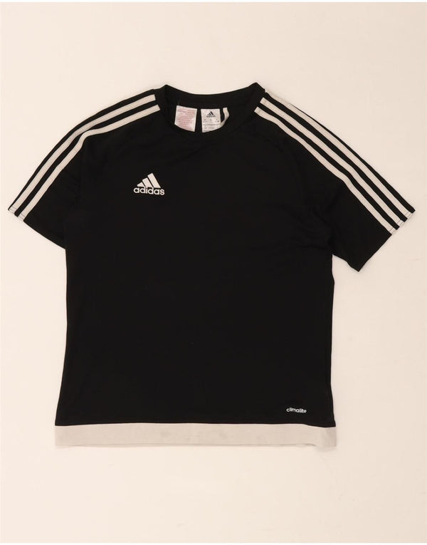 ADIDAS Boys Climalite T-Shirt Top 13-14 år Sort Colourblock Polyester